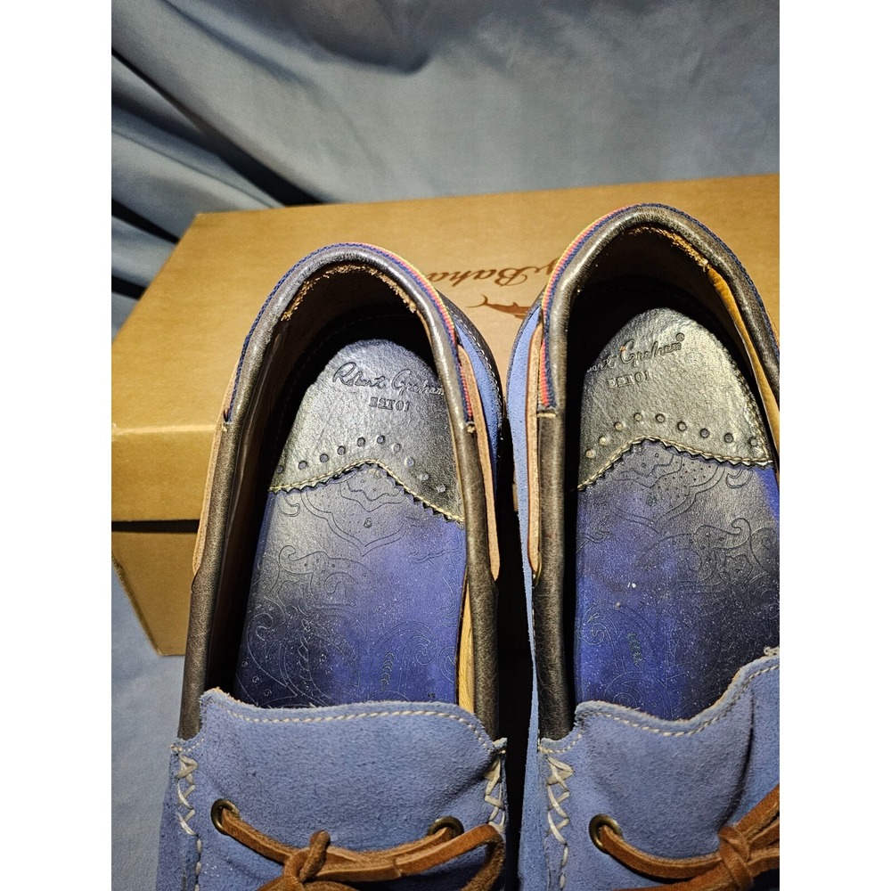 Robert Graham Men's Size 8M Blue Harvey Boat Shoes Loafers - Picture 2 of 5